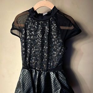 Curtain Call Black Sequin Pleather Skirt Dance Dress/Costume – Child Size Small